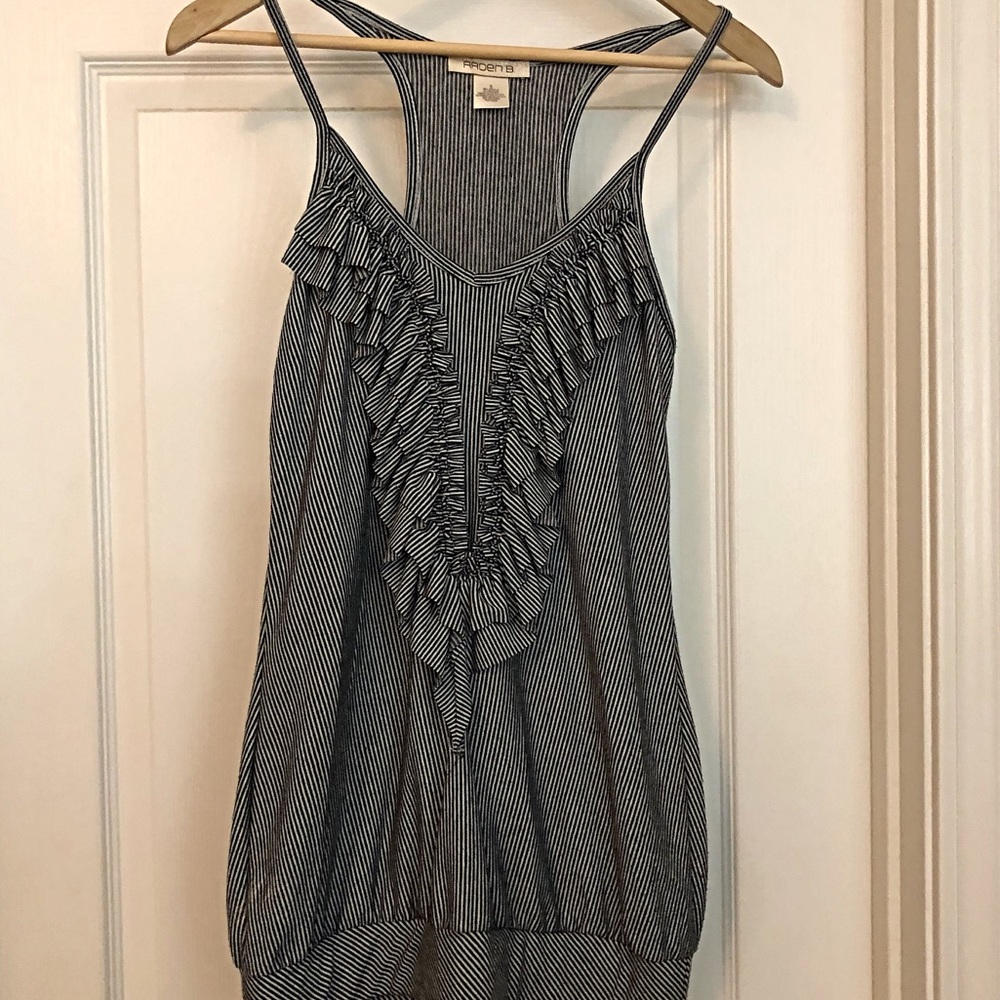 EUC Arden B Stripped Ruffled Racerback Tank-Size S